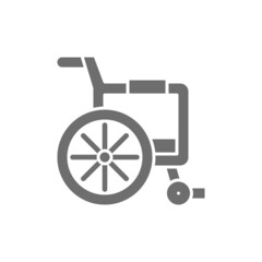 Disabled carriage, wheelchair grey icon. Isolated on white background