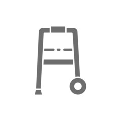 Cane, walker, medical device grey icon. Isolated on white background