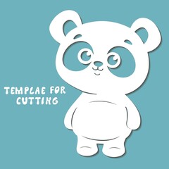 Template for laser cutting, wood carving, paper cut. Silhouettes for cutting. Panda vector stencil