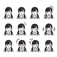 小学生の女の子の色々な表情