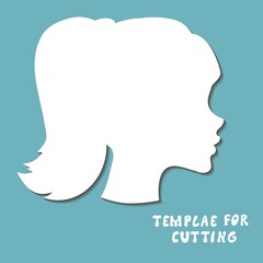 Template for laser cutting, wood carving, paper cut. Silhouettes for cutting. Woman head vector stencil