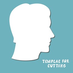 Template for laser cutting, wood carving, paper cut. Silhouettes for cutting. Man head vector stencil