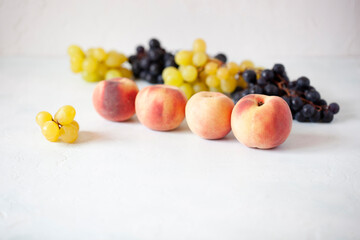 Fresh fruits on the white background