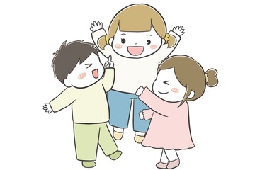 密になって友達とおしゃべりを楽しむ子供たち