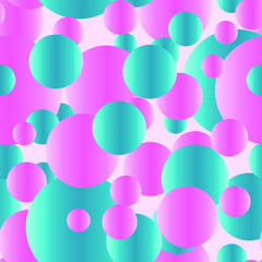 Seamless background. Balls, bubbles, spheres. Pattern in pink-blue tones. 