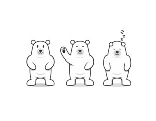 Polar bear cute mascot character cartoon basic pose set