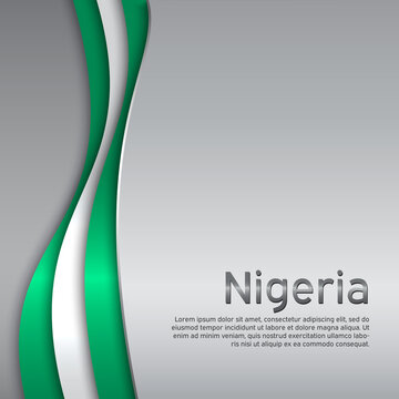 Abstract Waving Nigeria Flag. Creative Metal Background In Nigeria Flag Colors For Holiday Card Design. National Poster. State Nigerian Patriotic Cover, Business Booklet. Paper Cut. Vector Design