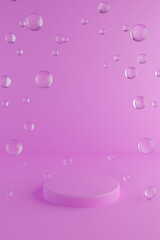 Pastel violet minimal 3d background. Poster design with studio podium platform. Abstract 3d render. Minimal stage for business concept.