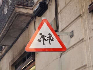 warning sign for snatching in Barcelona, Spain
