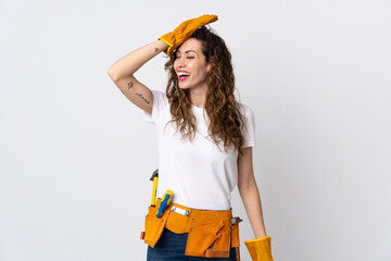 Young electrician man isolated on white background has realized something and intending the solution