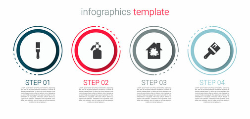 Set Paint brush, spray gun, Painting the house and . Business infographic template. Vector