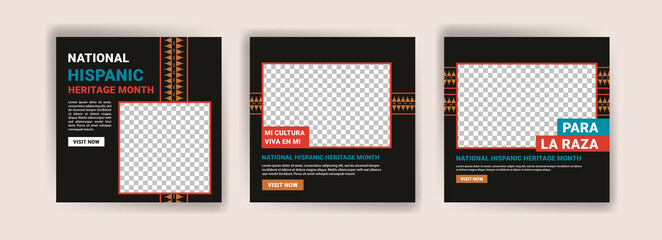 Hispanic heritage month. Banners for social media, cards, posters and postcards.