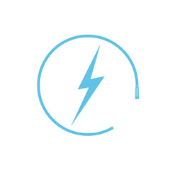 Electric car charging icon, graphic design template, lightning bolt. Parking with electric charge sign, vector illustration.