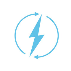 Renewable energy icon, graphic design template, lightning bolt, vector illustration