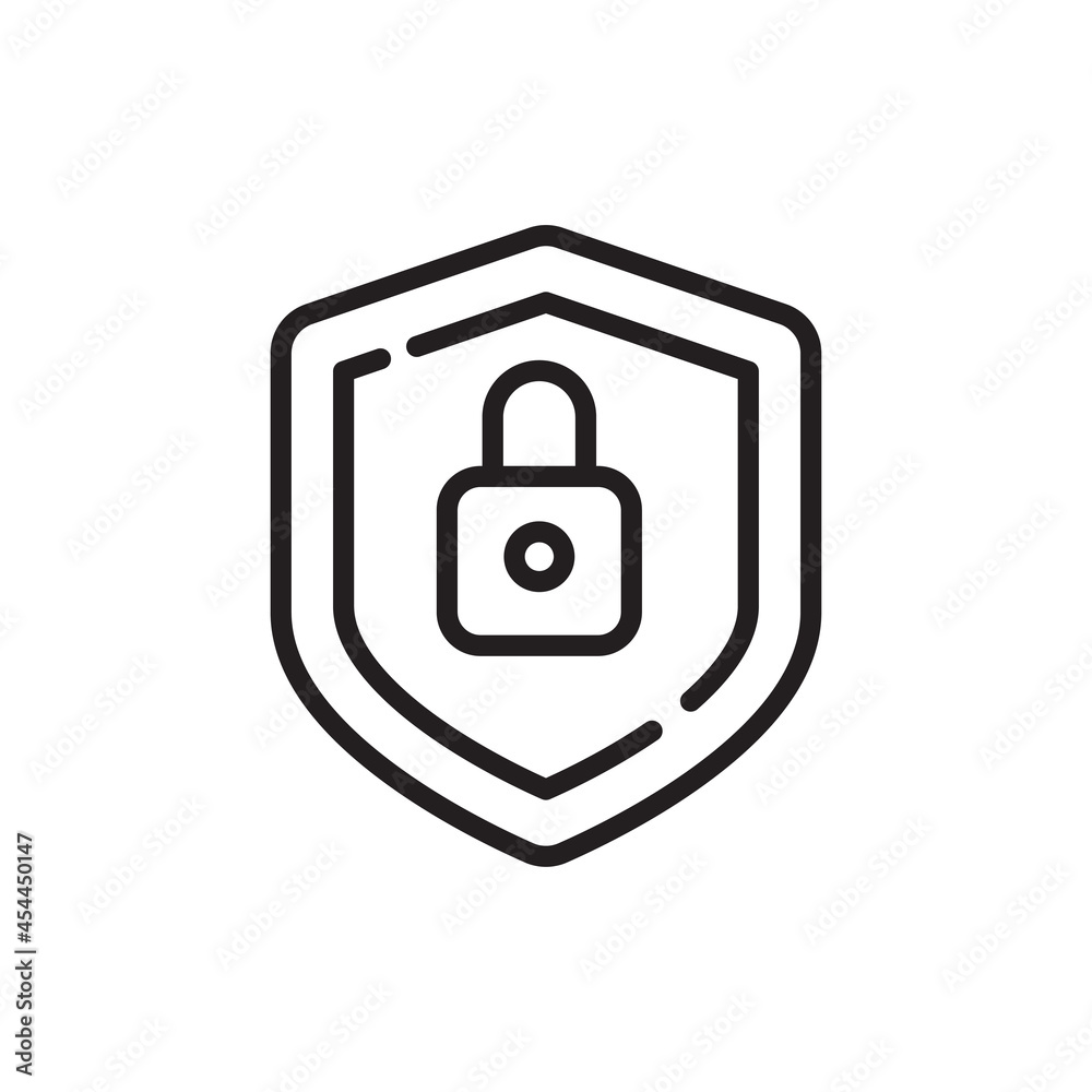 Wall mural security icon in linear style isolated on white background