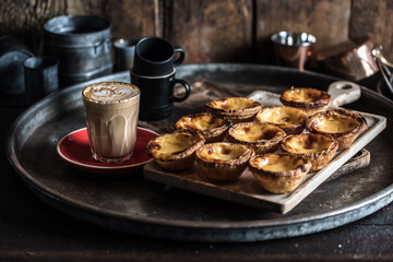 Gourmet Cafe Coffee Latte with Portuguese Custard Tarts