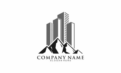 Mountain construction vector logo