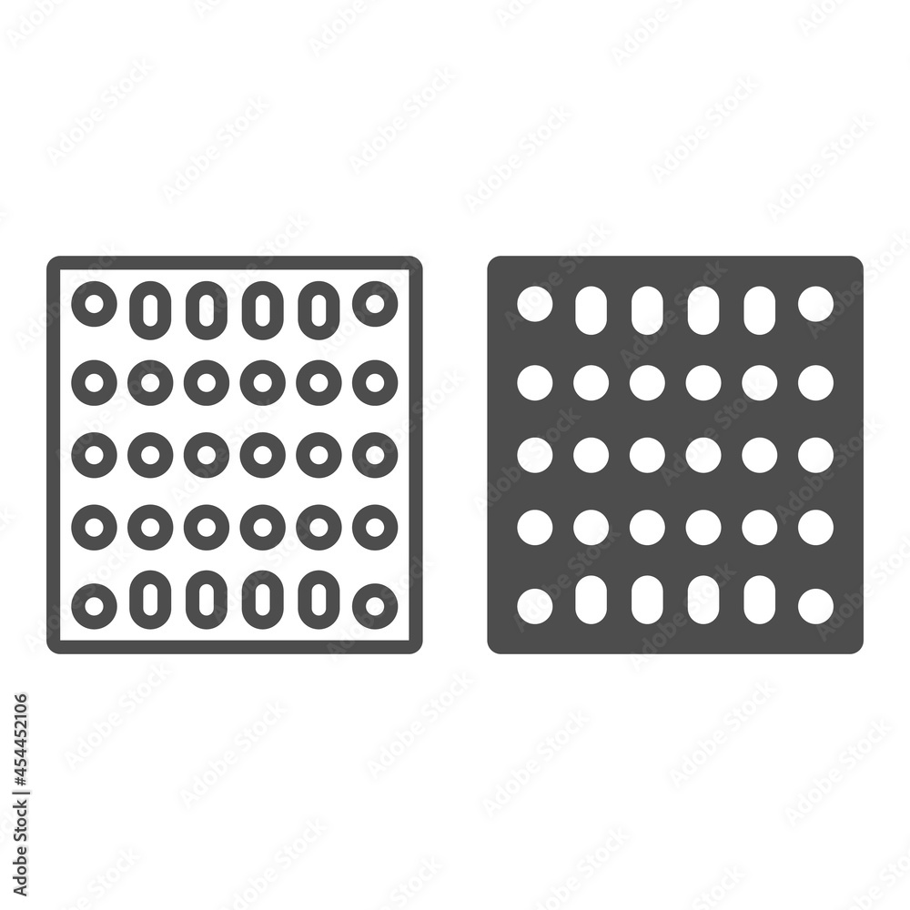 Poster printed circuit board square shape with slots line and solid icon, electronics concept, pcb vector s