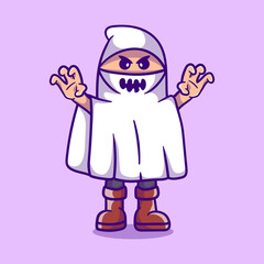 cute boy wearing ghost halloween costume