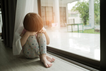 lonely child, sad kid, family violence concept
