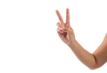 Naklejka premium hand on white background, closeup finger 