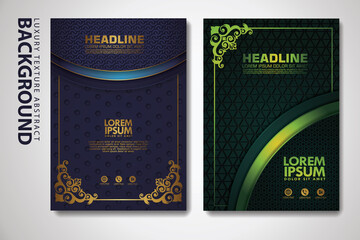 Vector set of cover design template with luxurious color, shine effect and elegance frame on textured background