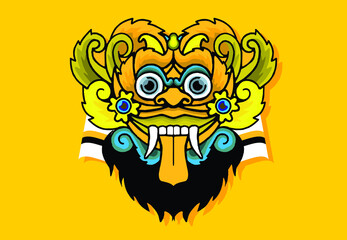 Barong bali mask design, exclusive. 10 EPS vector illustration