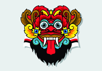 Barong bali mask design, exclusive. 10 EPS vector illustration