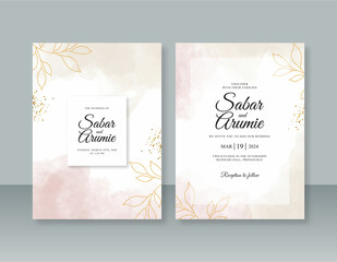 Beautiful wedding invitation template with watercolor splash