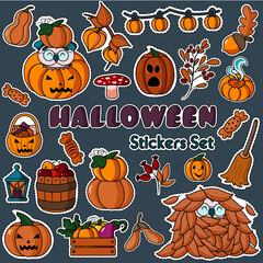 Halloween sticker cute vector set