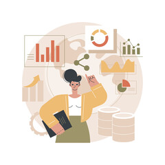 Climate data share and use abstract concept vector illustration. Climate information, global database, historical weather forecast, climate change data center, statistics abstract metaphor.