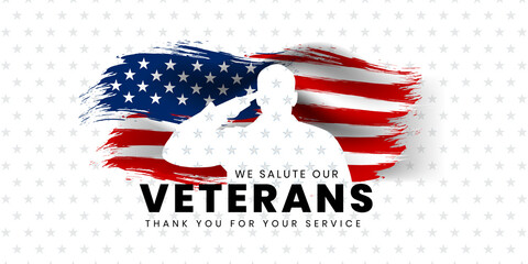 Veterans day poster. Veteran's day illustration with american flag, 11th November, Vector illustration  - obrazy, fototapety, plakaty