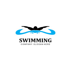 swimming pool logo vector icon, swimmer athlete, concept inspiration