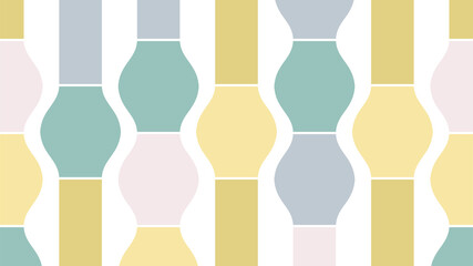 Horizontal minimalist geometric web banner. Background for business, book cover, booklet, advertising. Colorful looping illustration isolated on white. Wavy convex shapes and rectangles.