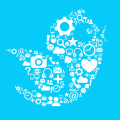 Social media bird with icons