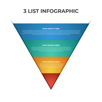 3 Points, Layers, Options, Step Of List Infographic Element With Funnel Or Pyramid Chart Diagram