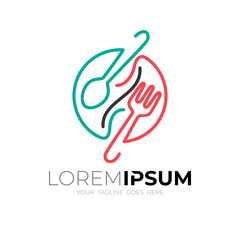Restaurant logo, cutlery icon with line, simple logo