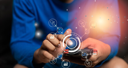 Asian man social data and smartphone recording
