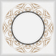 Luxurious Template for print design postcard White color with ornament. Vector Preparing invitation card with place for your text and abstract patterns.