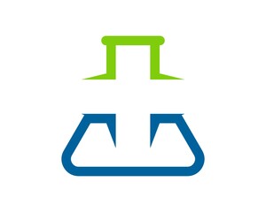 Fototapeta premium Triangle bottle laboratory with healthy symbol inside