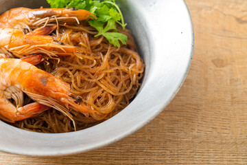 Casseroled or Baked Shrimp with Glass Noodles