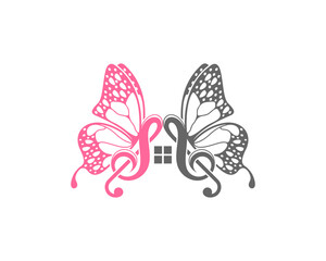 G Clef music note with butterfly wings logo