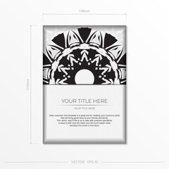 Luxury Vector Design Postcard White Color with Black Ornaments. Invitation card design with space for your text and abstract patterns.