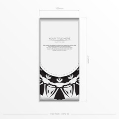 Luxurious Vector Template for Print Design Postcards White Color with Black Patterns. Preparing an invitation with a place for your text and abstract ornament.