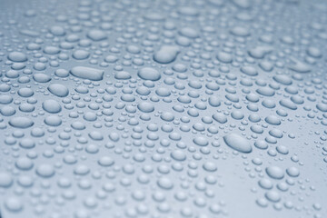 車の塗装にはじかれた水滴　ワックス　雨