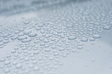 車の塗装にはじかれた水滴　ワックス　雨