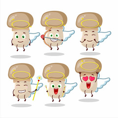 Button mushroom cartoon designs as a cute angel character