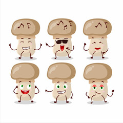 An image of button mushroom dancer cartoon character enjoying the music