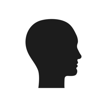 Neutral human head silhouette. Face profile icon.