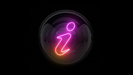 Info. Info button. Nixie tube indicator digit. Gas discharge indicators and lamps. 3D. 3D Rendering